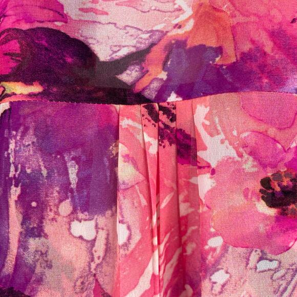 Susan Graver Pink Purple Floral Sheer Open Duster Vest Women's Medium - Picture 6 of 14